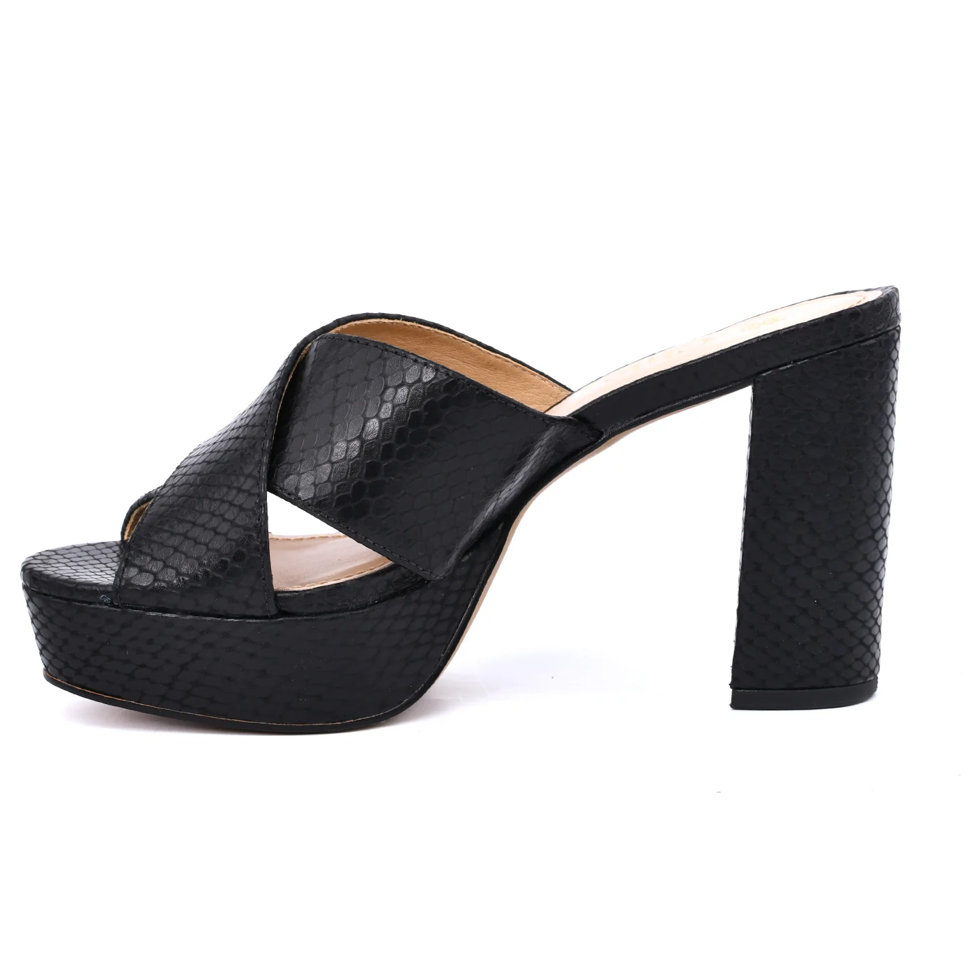 Chic Classic Cross Leather Upper Slipper for Ladies