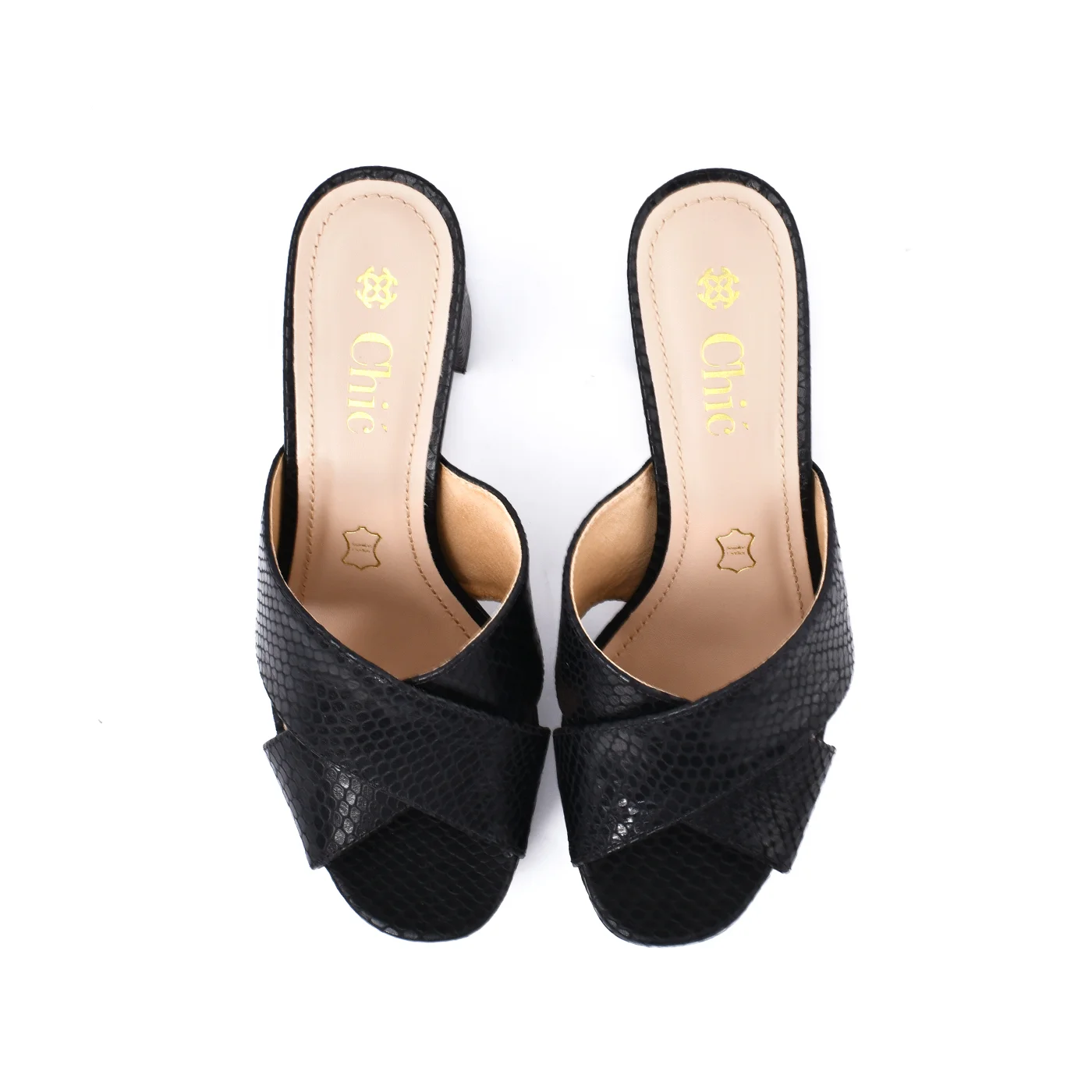 Chic Classic Cross Leather Upper Slipper for Ladies