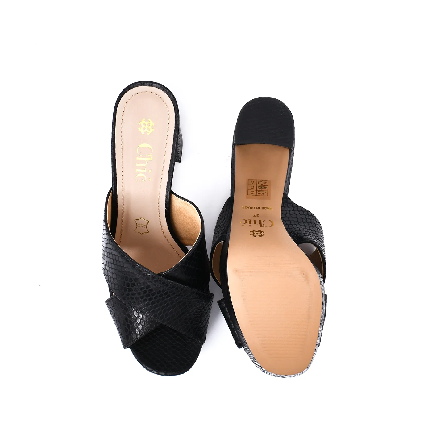 Chic Classic Cross Leather Upper Slipper for Ladies