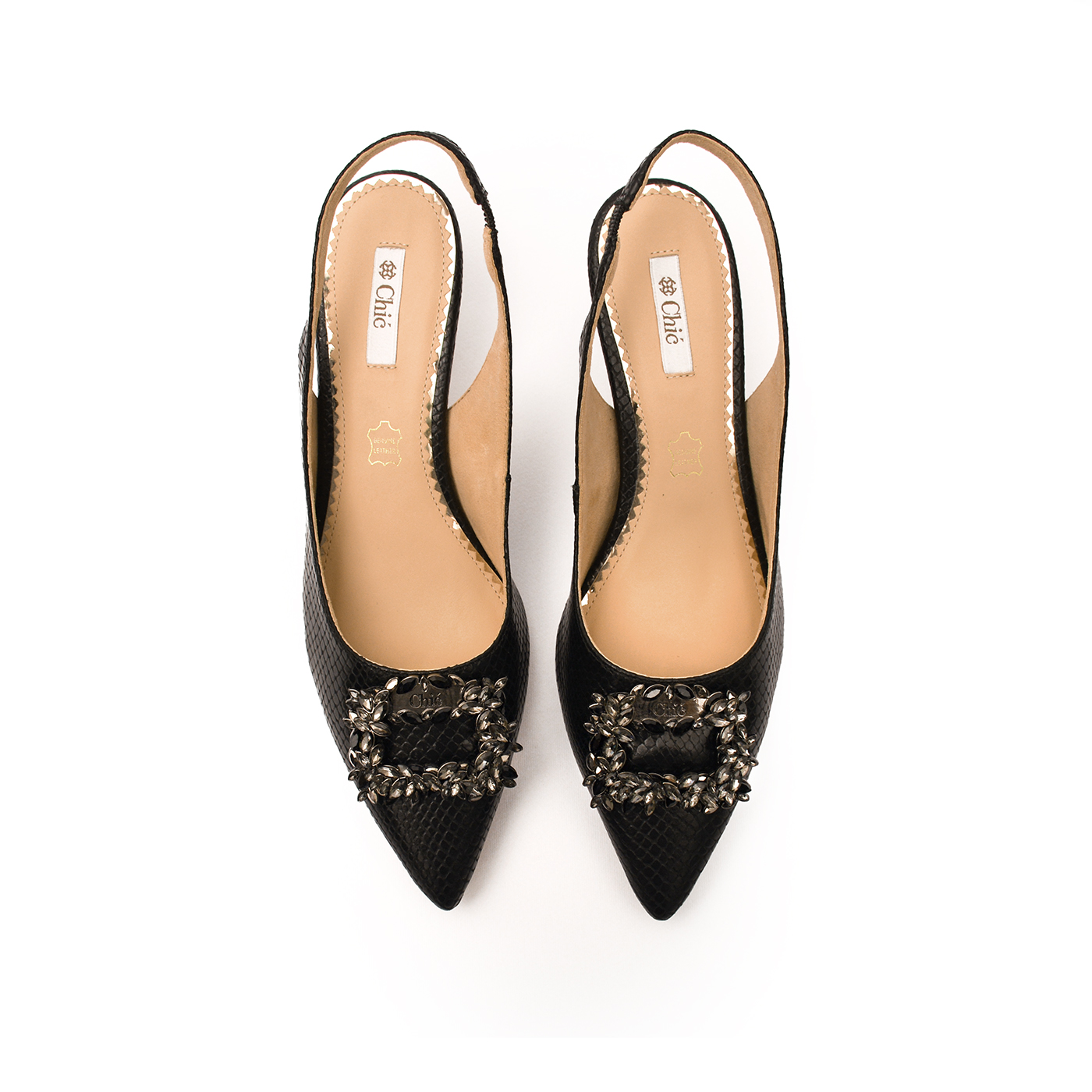 Lavish Slingback Pumps with Chic Crystal Accessory