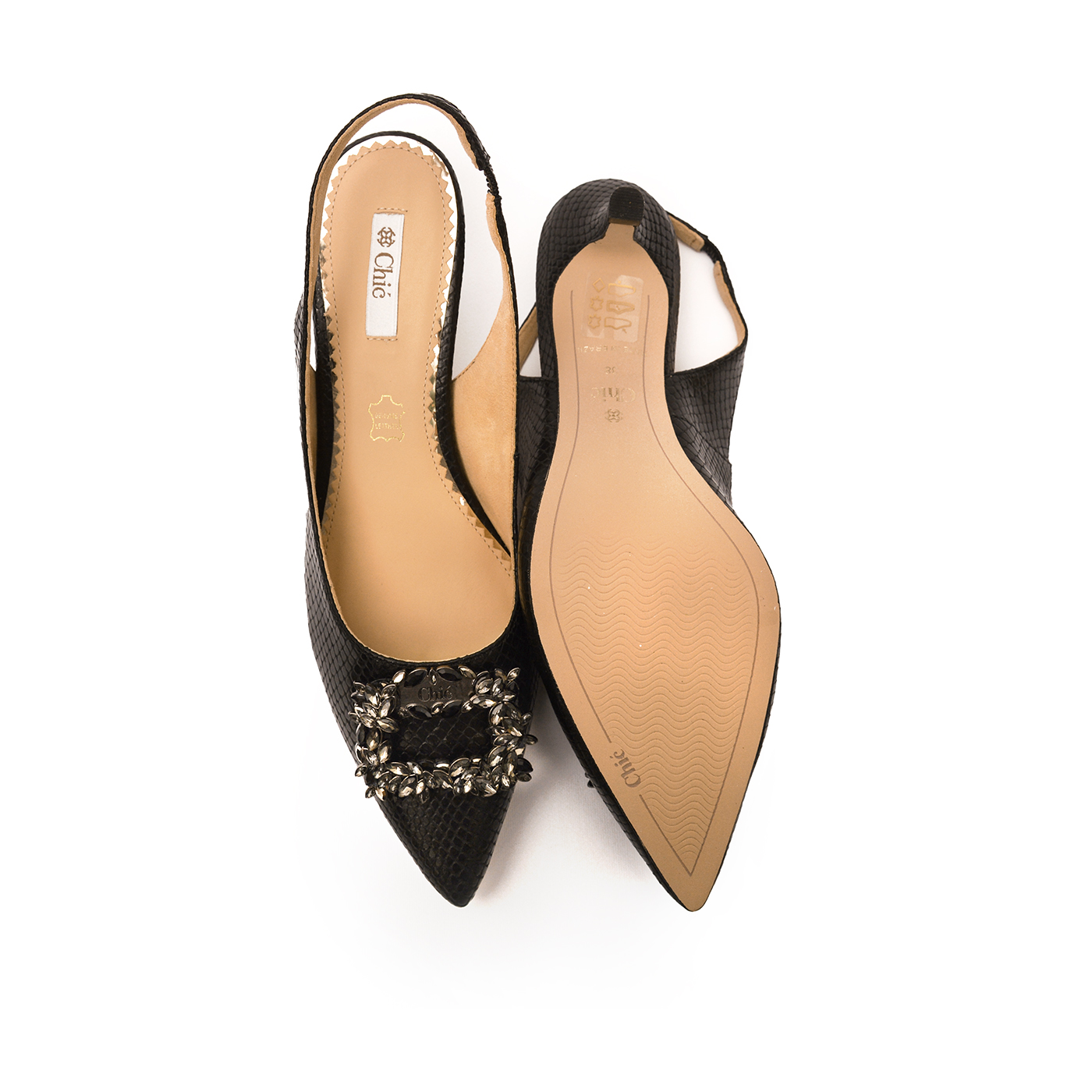 Lavish Slingback Pumps with Chic Crystal Accessory